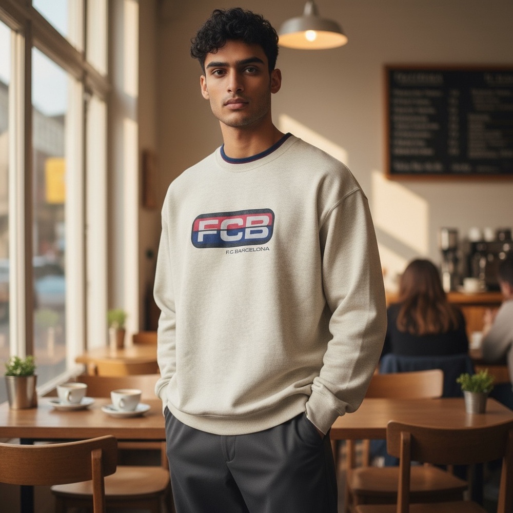 FC Barcelona RETRO official licensed Cream Sweatshirt crew neck soccer football